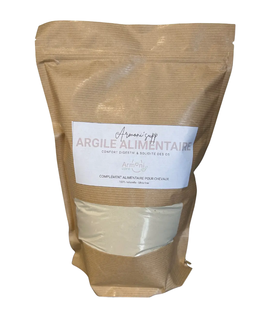 Argile Verte Alimentaire Armoni Care : complément naturel pour chevaux. Confort digestif, protection des muqueuses et solidité des os.