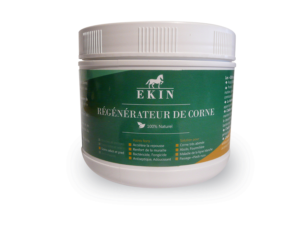 Régénérateur de Corne Ekin : soin naturel renforçant pour entretenir la corne fragilisée, les seimes et les sabots en transition.