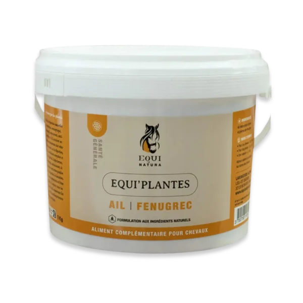 Equi'plantes Ail & Fenugrec, mélange de plantes pour la forme et la vitalité du cheval