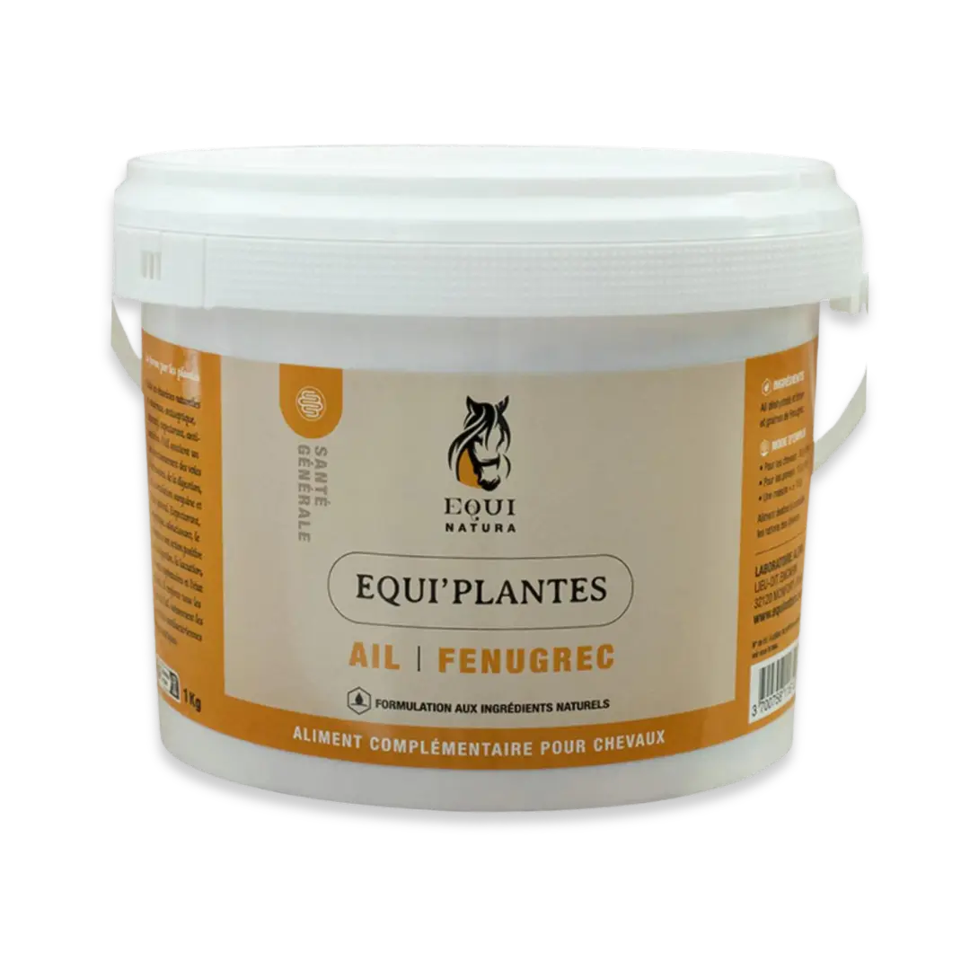 Equi'plantes Ail & Fenugrec, mélange de plantes pour la forme et la vitalité du cheval