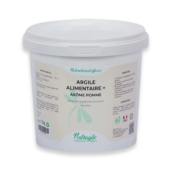 Argile alimentaire + arôme pomme, bien être et confort digestif du cheval